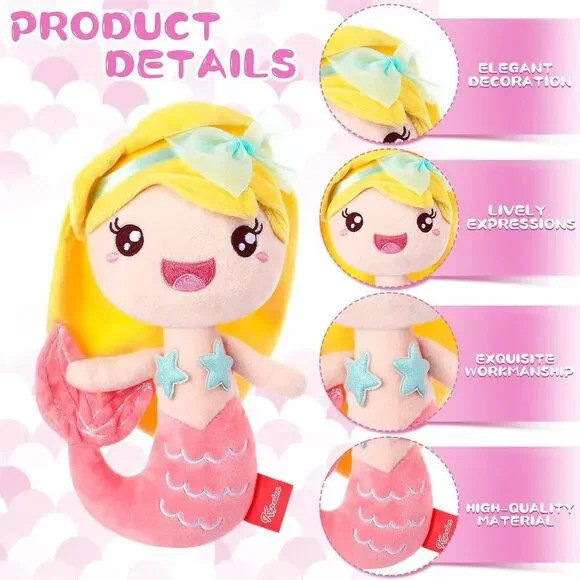 4 Pcs 7.8 Inch Mermaid Stuffed Animal Mermaid Plush Toy Cute Mermaid Princess P
